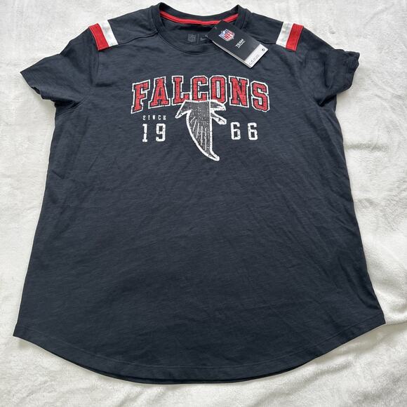 Nike Atlanta Falcons T Shirt Women's Large Black Graphic 1966 Logo NFL Football - Picture 1 of 12